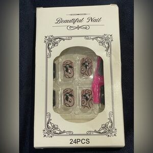 Black sparkle butterfly press on nails